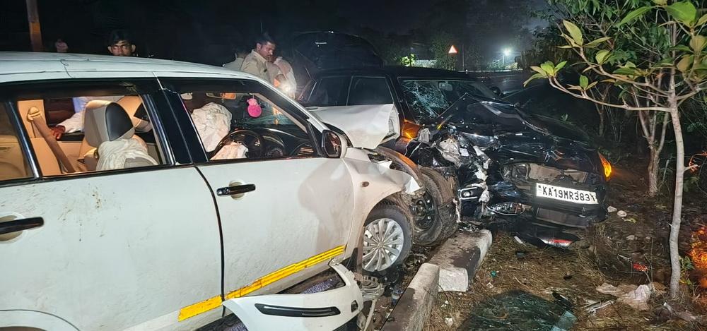 Four injured after two cars collide head-on in Bhatkal