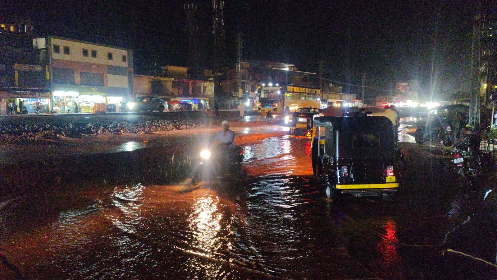 Rain exposes drainage concerns along NH-66 four-lane works in Bhatkal