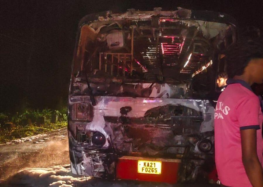 Mangaluru: Bus catches fire near Subrahmanya, 37 passengers escape unhurt