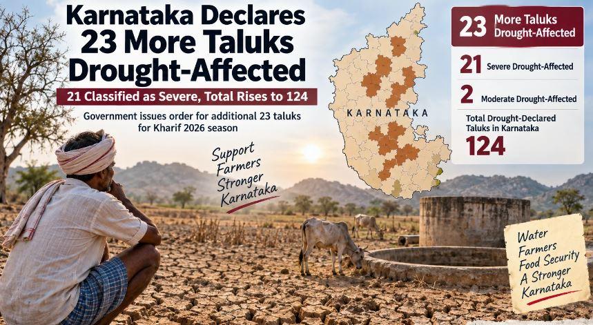 Karnataka declares 23 more taluks drought-hit, total reaches 124