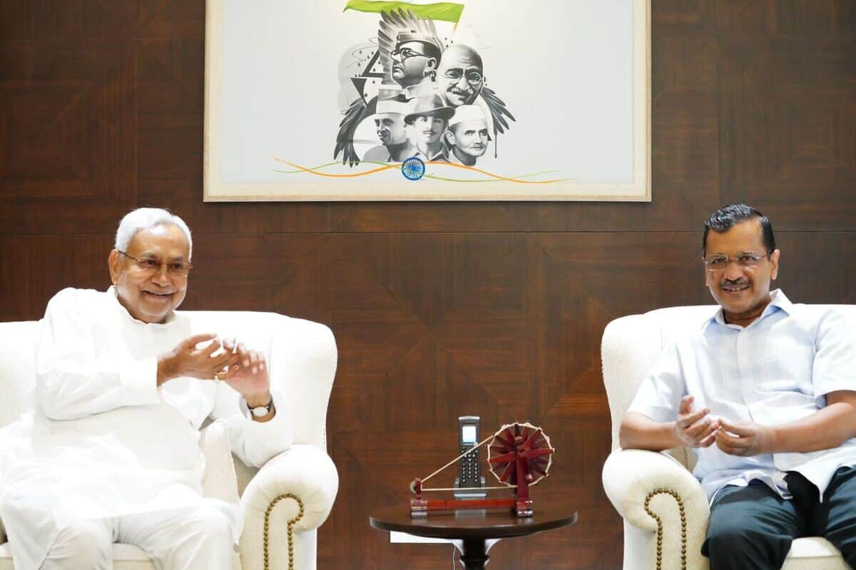 Day after Karnataka swearing-in ceremony participation, Nitish Kumar meets Arvind Kejriwal in Delhi