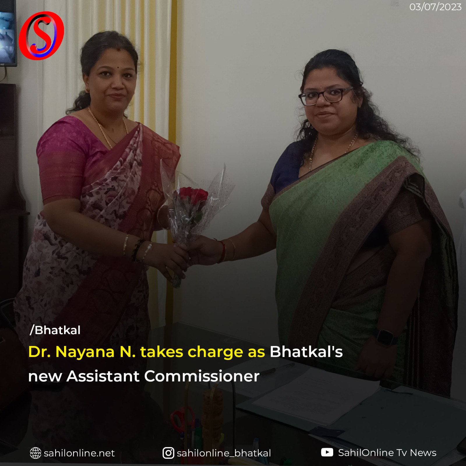 Dr. Naina Takes Charge as Bhatkal Assistant Commissioner, Replacing Mamata Devi