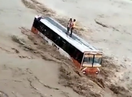 Haridwar-bound UP Roadways bus gets stuck on flooded causeway, 40 passengers rescued