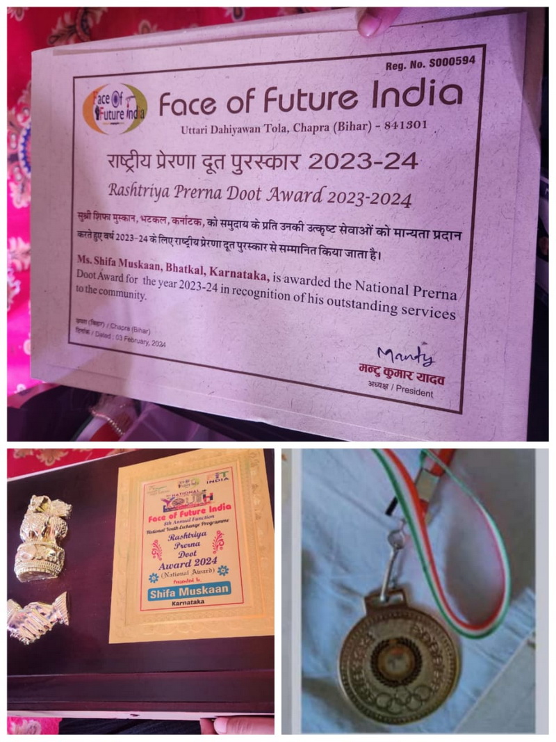 Bhatkal student receives National Prerna Doot Award for social activism during education