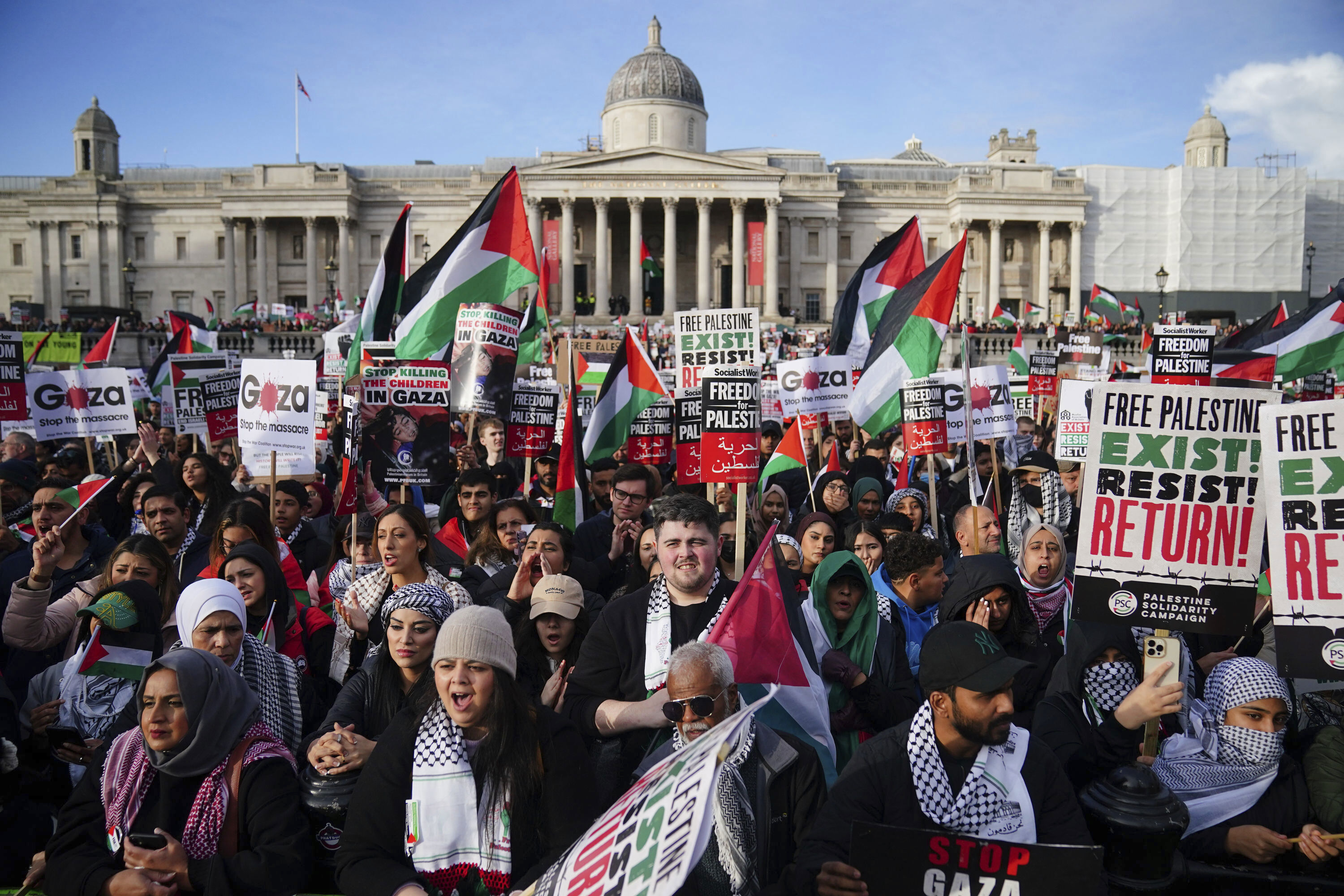 Around 300,000 join pro-Palestinian rally in London, scores of counter-protesters arrested