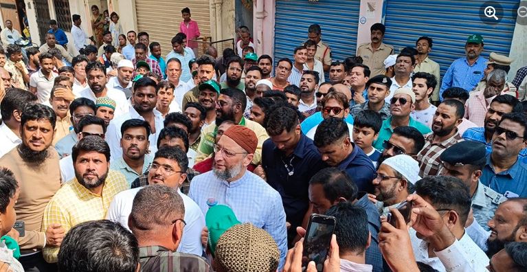 Telangana: Owaisi hits ground, starts door-to-door campaign in Hyderabad