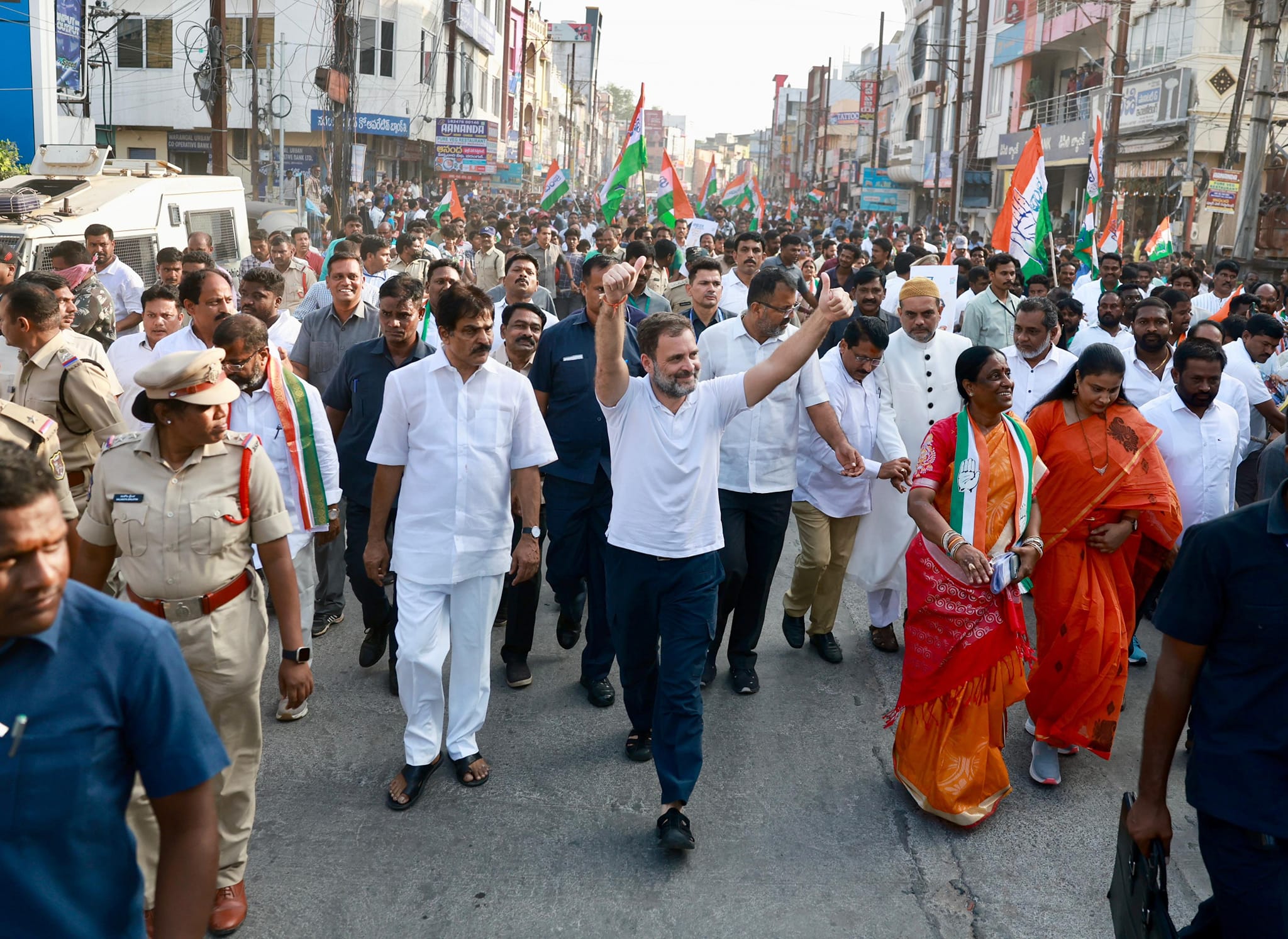 "Congress punctured tyres of PM Modi's vehicle; now he won't be visible in Telangana": Rahul Gandhi