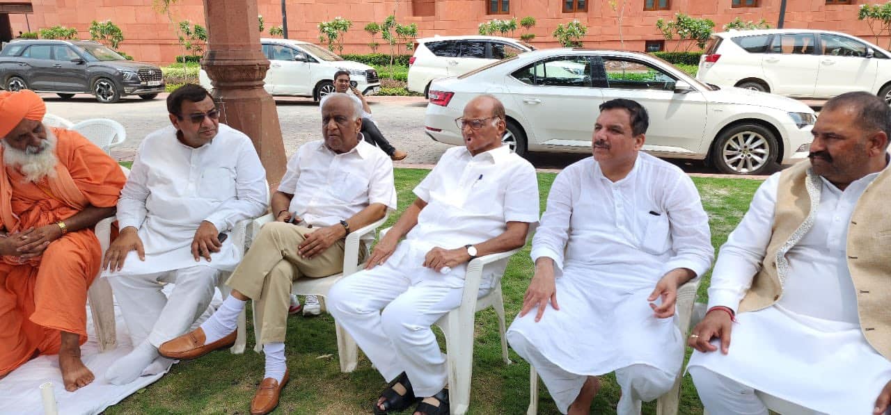 Sharad Pawar joins leaders protesting AAP leader Sanjay Singh’s suspension from RS