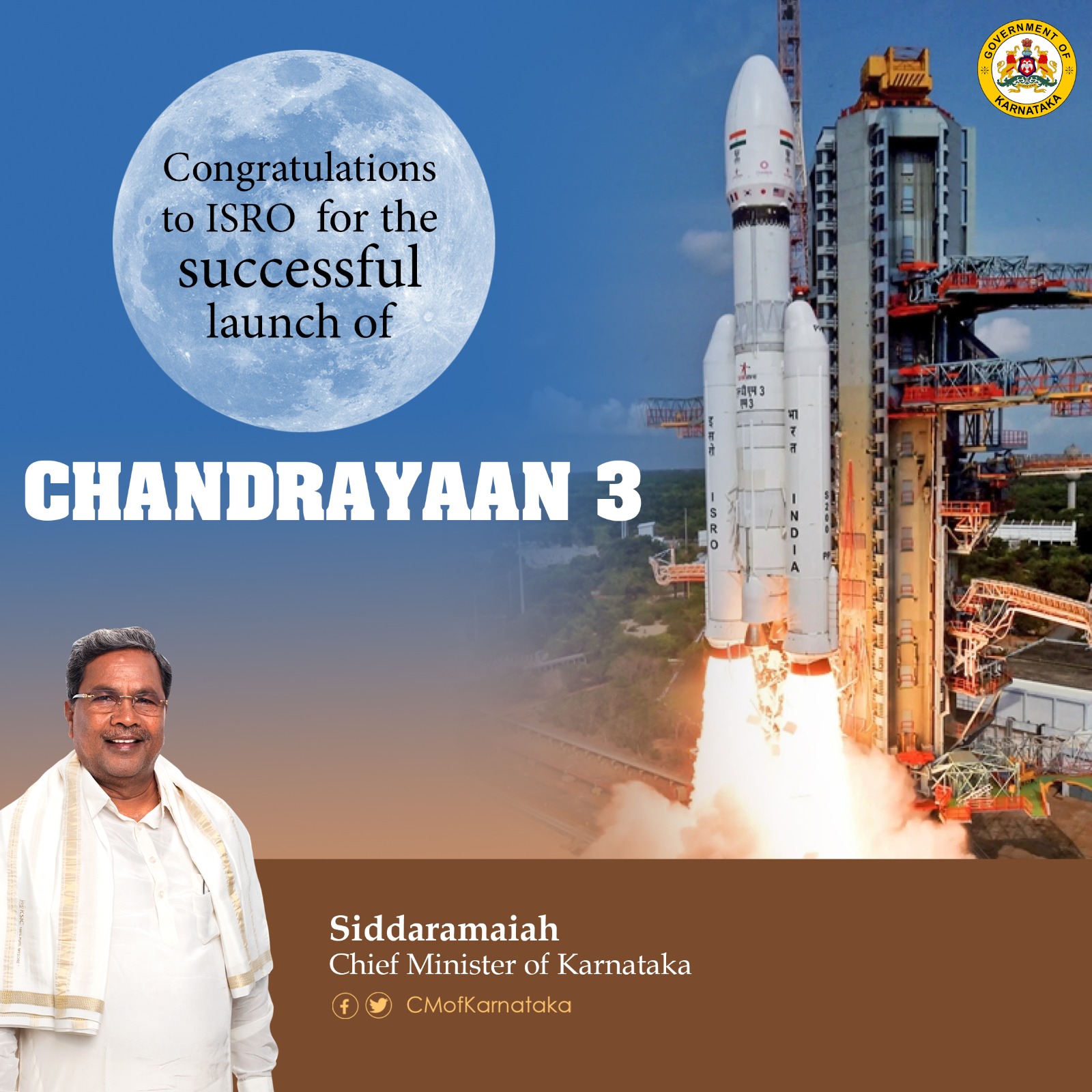 Proud moment for India, says Karnataka CM on successful launch of Chandrayaan-3 mission