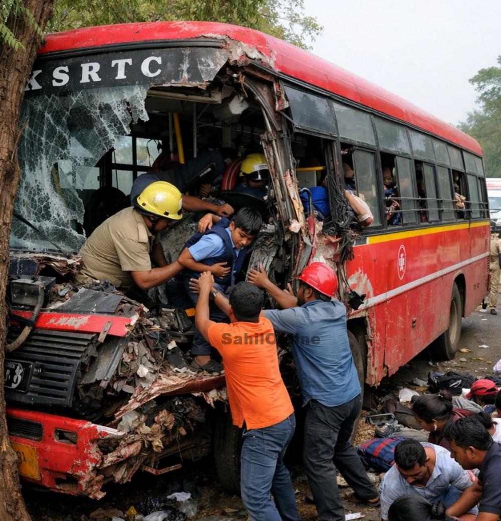 Haliyal: Speeding KSRTC bus rams into tree; 20 injured