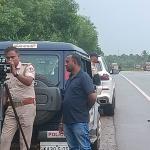 Police conduct speed enforcement drive on NH-66 in Murdeshwar using radar gun