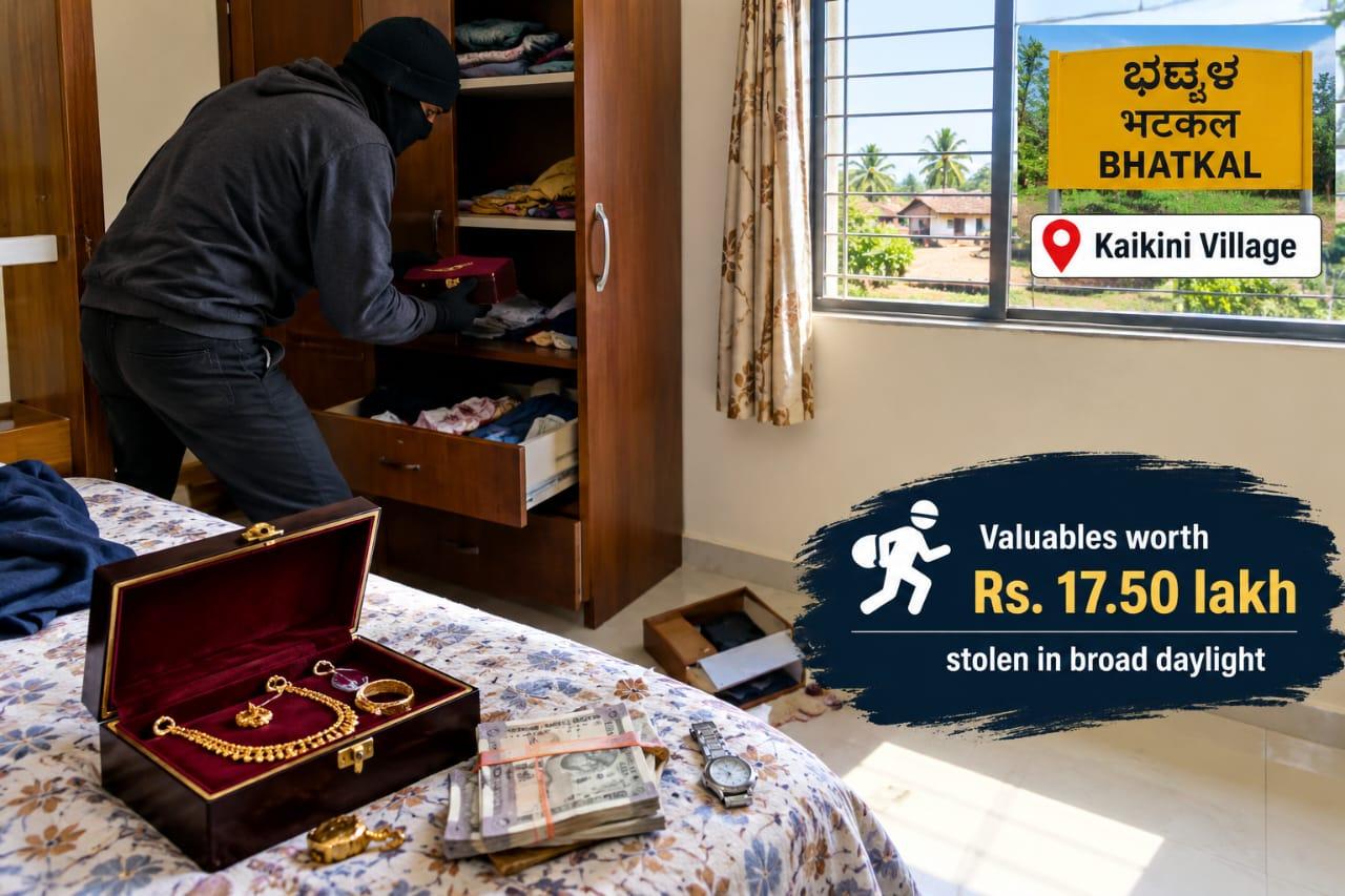 Bhatkal: House burgled in broad daylight, valuables worth Rs 17.50 lakh stolen