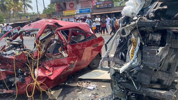 Father and sons die in car-ambulance collision in Kasargod