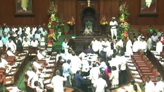 Ruckus in Karnataka Assembly as BJP protests delay in implementing poll promises