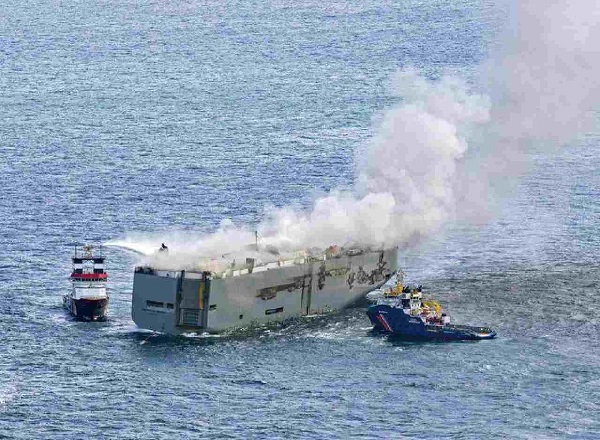 Indian crew member killed, 20 injured as cargo ship with 3,000 cars catches fire off Dutch coast