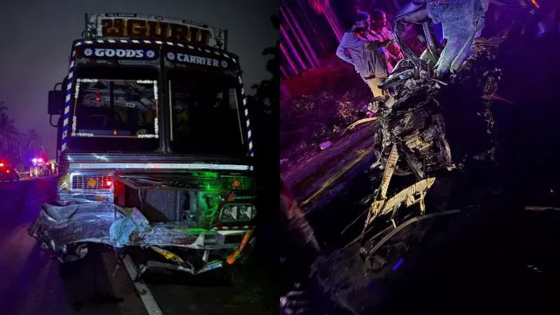 Three of a family die in car-lorry crash in Chitradurga