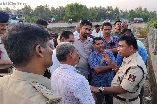 Karwar SP M Narayan Inspects Incomplete IRB NH Highway Work in Bhatkal